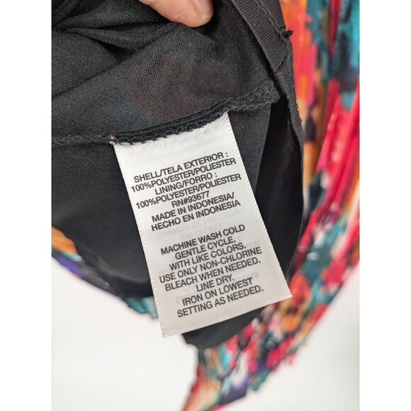 Abstract Pleated Asymmetrical Dress Colorful Art Print Flowy Boho Resort Size 6 - Picture 14 of 14